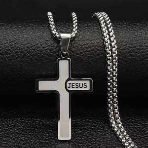 Novo Design Personalizado Colar Crucifixo Jesus em Aço Inoxidável para Homens Estilo Hip Hop Punk - Product Image 2