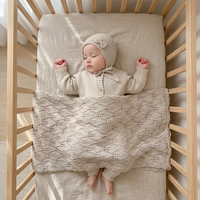 Vêtements pour bébés en gros, ensemble de couvertures pour bébés en coton biologique personnalisé, combinaison tricotée, bonnet, 3 pièces, vêtements pour nouveau-nés