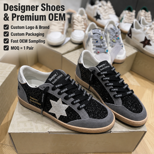 2026 Luxury Designer <b>shoe</b> for Men Women High Quality Leather Sneakers Black Glitter Star Silver Heel Casual Court <b>Shoes</b> New - Product Image 1