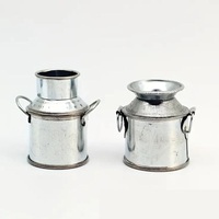 Set Kaleng Susu Logam Miniatur Dekorasi Rumah Boneka Ember Timah Antik Vas Bunga Taman Mini Hadiah Aksesori Lanskap Mikro