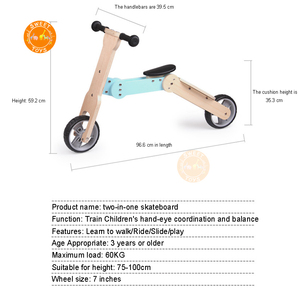 Rueda de bicicleta de equilibrio de madera para niños y niñas, patinete transformador y Triciclo de equilibrio 2 en 1 - Product Image 4