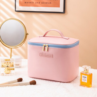 Organisateur de cosmétiques de voyage portable grande capacité, étanche, avec double fermeture éclair, pour femmes, logo personnalisé