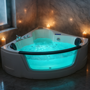 Baignoire à remous de luxe sur le toit |   Matériau acrylique, design autoportant |   Spa intelligent à <span class=keywords><strong>bois</strong></span> avec massage |   Drain extérieur personnalisé - Product Image 1