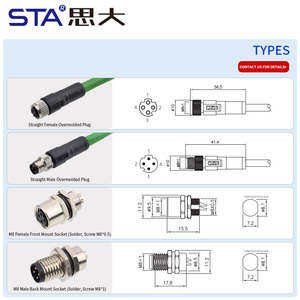 Customized M8 Waterproof Connector IP67 Aviation <strong>Plug</strong> 4pin D Code Male Female <strong>Plug</strong> <strong>Socket</strong> <strong>Ethernet</strong> Cable - Product Image 5