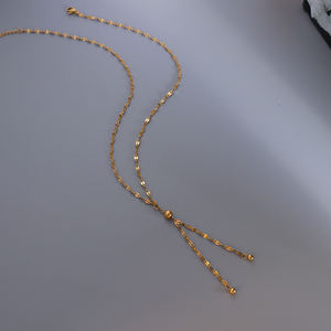 Da donna <span class=keywords><strong>in</strong></span> <span class=keywords><strong>oro</strong></span> reale placcato <span class=keywords><strong>in</strong></span> acciaio inossidabile 18K gioielli di moda nappa catena a maglie collane - Product Image 5