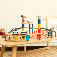 Grand ensemble de jouets de train en bois à grande échelle pour enfants de luxe classique