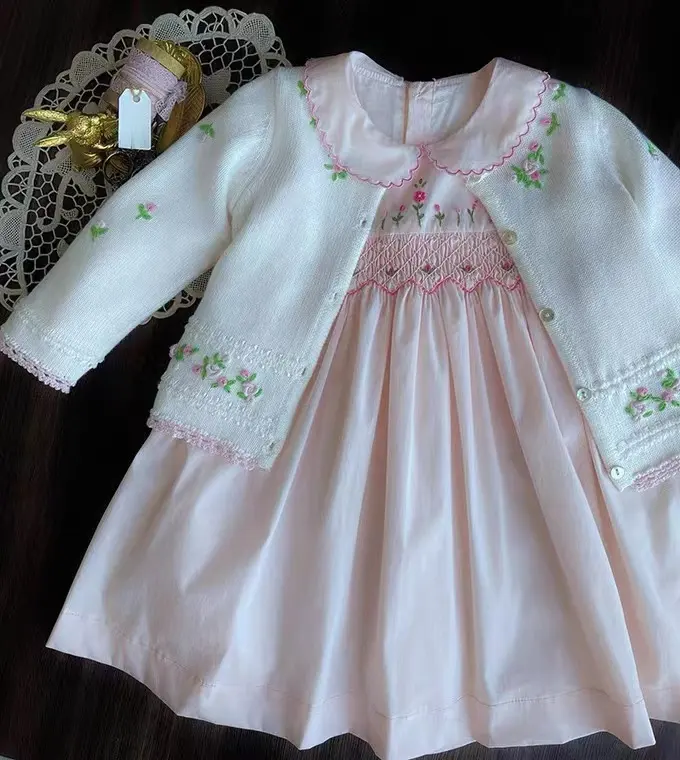 Оптовая продажа, OEM детская одежда, новинка, платье с длинным рукавом 10-140 см и многослойными оборками, платье для маленьких девочек, платье с розой