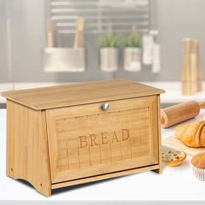 Gem Bamboo Bread Box Large Lidded <b>Storage</b> <b>Kitchen</b> Countertop Dustproof Multi Functional Food <b>Container</b> - Product Image 4