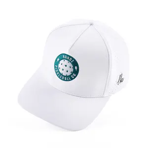 Custom logo Mens High Quality 5 Panel White Laser Cut Waterproof Perforated embroidery Patch Sports Baseball Caps Hat