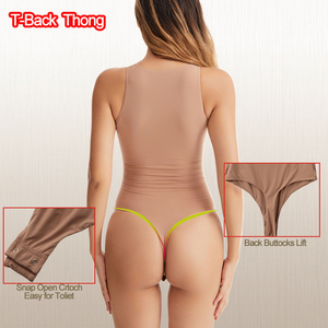 Col haut bout à bout femmes body contrôle du ventre Shapewear sans couture ouvert entrejambe t-back corps Shaper pour les femmes - Product Image 4
