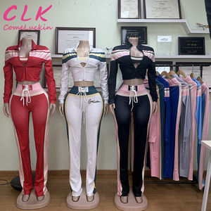 Fall Women <strong>Clothing</strong> Outfits Workout Fitness 3 Pieces Leggings Set Sport Jacket Jogger Pant Women Tracksuit Set for <strong>Ladies</strong> - Product Image 1