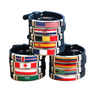 Pulsera de Silicona con Bandera de Acero de Titanio, Decoración con Nombre de País - Brasil, España, Portugal, Inglaterra, Brazaletes Modernos - Product Image 6