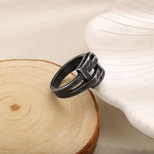 Hebilla de correa de reloj de diseño Punk, anillo de acero inoxidable con personalidad, Cuadrado geométrico, anillo de Color hueco de doble capa - Product Image 3