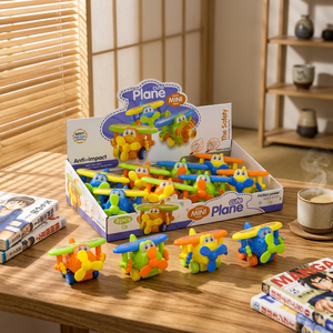 Jouet d'avion en plastique mignon à friction avec hélice rotative, mini avion volant à pousser pour enfants, alimenté par piles AAA - Product Image 6