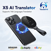 Traducteur IA Premium X5 – 146 Langues, Traduction en Temps Réel Bidirectionnelle pour Applications et Réseaux Sociaux, Modèle de Poche Intelligent Pro