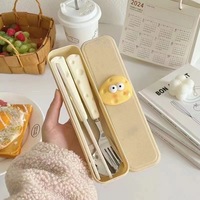 Ensemble de couteau, fourchette et cuillère en acier inoxydable, style Instagram, moderne et minimaliste, luxe léger, thème fromage mignon, portable, trois pièces, cadeau