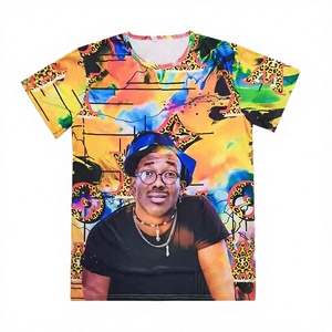 Wholesale Fashion New Designs Custom Singer Tupac Hip Hop Short Sleeve Woven <strong>T</strong>-<strong>shirt</strong> with Pattern Polyester Cotton Unisex Men - Product Image 4
