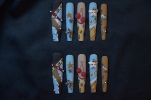 Uñas Postizas Cuadradas de Lujo con Flores 3D y Diamantes de Imitación, Uñas Postizas Largas y Elegantes Hechas a Mano, Puntas de Uñas de ABS - Product Image 6