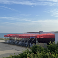 Tente de restauration mobile d'extérieur avec roues, auvent commercial en PVC imperméable et résistant au vent pour restaurant, terrasse, repas, barbecue