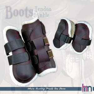 Ensemble de bottes de cheville HMGLOBAL Premium de créateur, en cuir de harnais véritable bicolore, avec sangle élastique et doublure en vison - Product Image 6