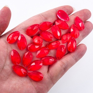 OLeeya <b>Drops</b> Siam Neon Sew on Flat <b>Back</b> Strass Sewing on Crystal Rhinestone 2 Holes for Wedding Decorations - Product Image 3