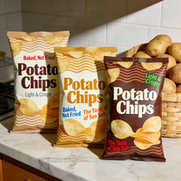 Sac d'emballage pour chips de pommes de terre, sac en plastique laminé avec logo imprimé personnalisé, fermeture arrière