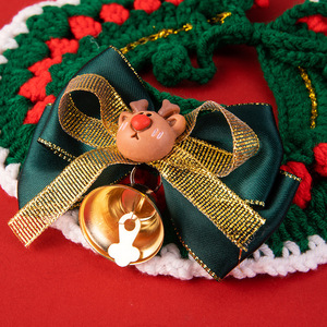 Handmade Knitted Pet Christmas Collar With <b>Bell</b> Adjustable For Cats <b>Dogs</b> Holiday Gift - Product Image 2