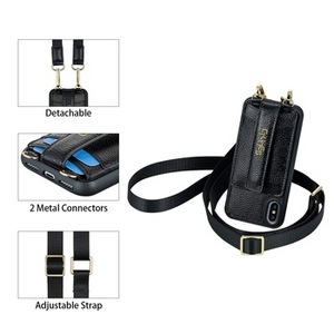 ranura para tarjeta titular de la cartera de hombro, Crossbody de cuero collar caja del teléfono con correa para <span class=keywords><strong>el</strong></span> iPhone X Xs - Product Image 1