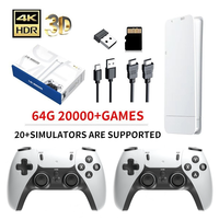 Pengontrol Game nirkabel Retro HD, kartu TF 64G untuk HD-MI lebih dari 20K + Game untuk stik permainan pemain 2