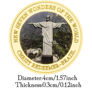 キリスト救世主金メッキコイン新七不思議の世界ブラジルお土産偉大な建築物コレクタブルコインギフト金属素材 - Product Image 3