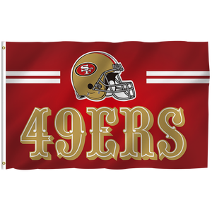 Bannière de haute qualité 3x5 pieds pour équipe de football <span class=keywords><strong>NFL</strong></span>, design personnalisé, drapeau des San Francisco 49ers, 100% polyester, en stock, toutes les équipes - Product Image 1