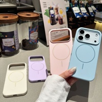 Coque magnétique anti-chute en silicone liquide monobloc avec anneau de maintien pour iPhone 16 Pro Max et 17