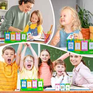 Juego de Tarjetas de Aprendizaje de Vocabulario para Jardín de Infancia, para Lectura <span class=keywords><strong>y</strong></span> Ortografía, Tabla de Bolsillo de Doble Cara para Construir Palabras - Product Image 4