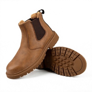 Bottes de sécurité pour hommes en cuir imperméable, style Chelsea, avec embout en acier, tige en maille respirante, sans lacets - Product Image 3