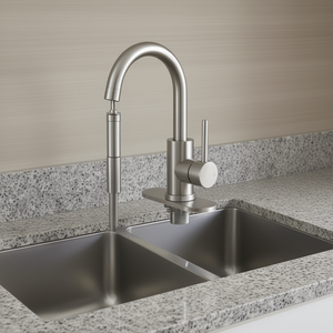 Caño de arco alto Grifo de cocina de un solo mango Aireador antisalpicaduras Acabado de níquel cepillado para fregadero Baño RV Bar Baño público - Product Image 2