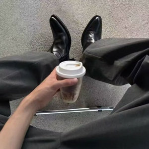 Bottines à fermeture éclair en cuir véritable noir, bout pointu, chaussures d'automne pour hommes tendance, semelle extérieure en caoutchouc, semelle intermédiaire en PU - Product Image 5