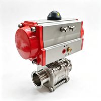 Vanne à bille pneumatique sanitaire à trois colliers de 2 pouces en acier inoxydable SS304, vanne de régulation automatique pour l'industrie alimentaire, des boissons et pharmaceutique