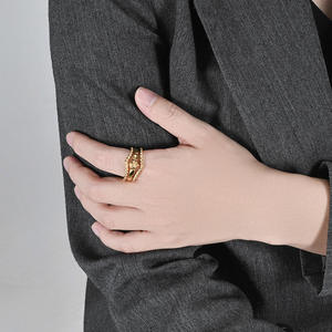 Fashionable Three Piece Stacked Titanium Steel <b>Ring</b> Set Geometric Design Women's Jewelry Gift - Product Image 3