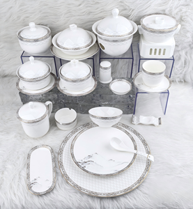 Wholesale High Quality Luxury Classic Simple Elegant Gold Rim Custom Design <b>Ceramic</b> Tableware Dinnerware <b>Set</b> Dinner <b>Set</b> - Product Image 5