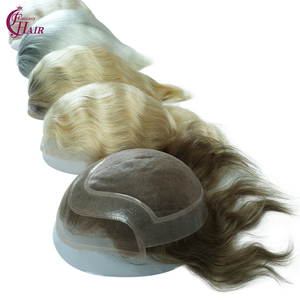 FH # Prothèse capillaire française 4 Pu+lace+mono pour homme, unité de remplacement en cheveux naturels, ondulation naturelle, base 8x10 pouces, système de remplacement bouclé - Product Image 2