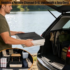 Parrilla Portátil de Carbón para Exteriores, Resistente al Viento, con Encendido Automático |   Soporte Plegable de Hierro para Barbacoa, Ideal para Campamentos y Picnics - Product Image 2