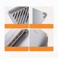 Support pour ordinateur portable UGREEN réglable en aluminium avec hub USB 3.0 à 4 ports, support pliable pour ordinateur portable avec refroidissement