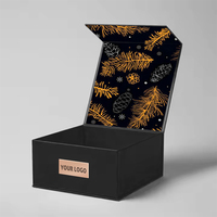 Boîte d'Emballage Magnétique Pliante Luxe Haut de Gamme Noire Mat Rigide Personnalisée avec Logo Imprimé et Couvercle Aimanté pour Cajas De Lujo