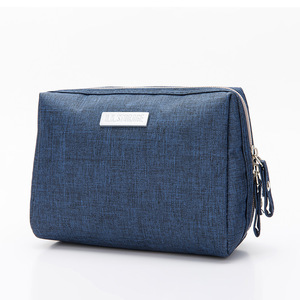 Toiletry Bag Cosmetic Storage Bag Zipper Closure <b>Navy</b> Blue Rectangle Solid Color For Bathroom Use - Product Image 5