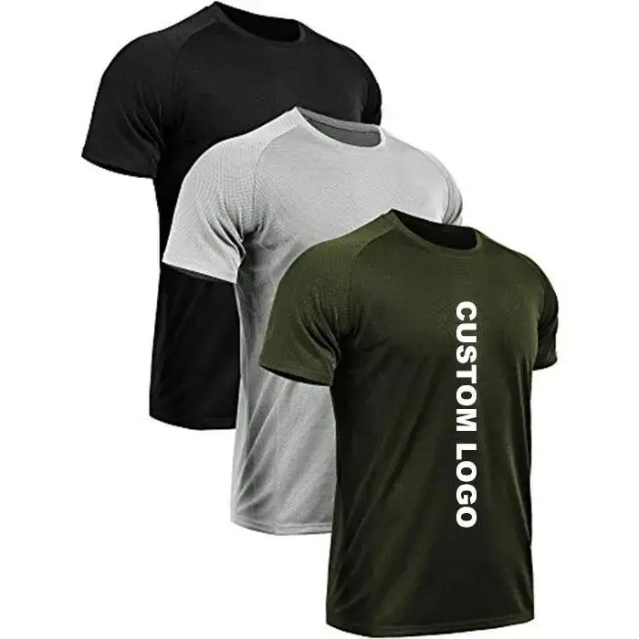 Sport moisture wicking raglan short sleeve men gym fitness running mesh athletic printing custom dry T-shirts