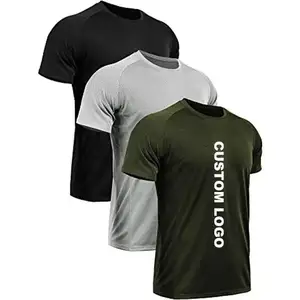 Sport évacuation de l'humidité raglan à manches courtes hommes gym fitness course maille athlétique impression personnalisé sec T-shirts