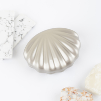Boîte de parfum solide en métal en forme de coquille dorée rose en gros avec logo personnalisé, boîte de rangement pour cosmétiques