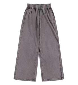 Pantalons de survêtement en coton lourd JKM 2026, lavés à l'eau, effet délavé, coupe droite, ample et large, style rétro décontracté - Product Image 3