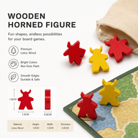 Pions de jeu de société personnalisés en bois de 1,8 cm en forme de taureau cornu, rouges et jaunes, jetons de joueur pour jeux de famille et cadeaux de fête