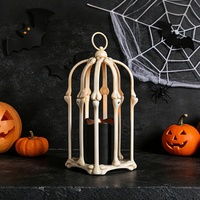 Vela Electrónica LED con Forma de Jaula de Pájaro, Adorno Artístico de Plástico para Mesa de Halloween, Decoración Festiva para el Hogar